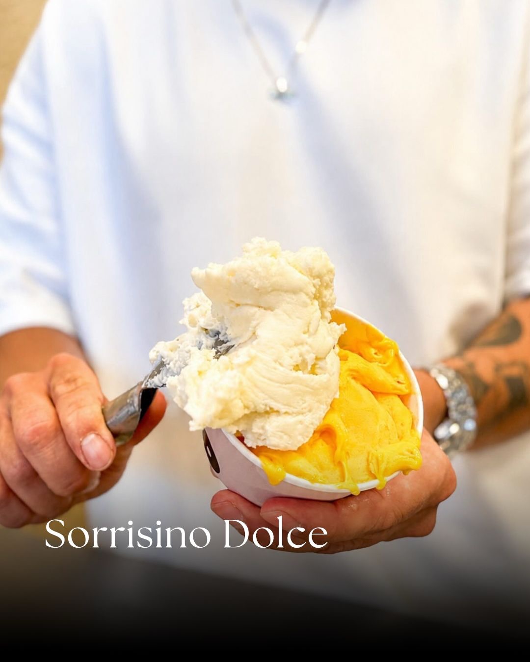 Sorrisino Dolce’de külaha servis edilen İtalyan usulü dondurma.